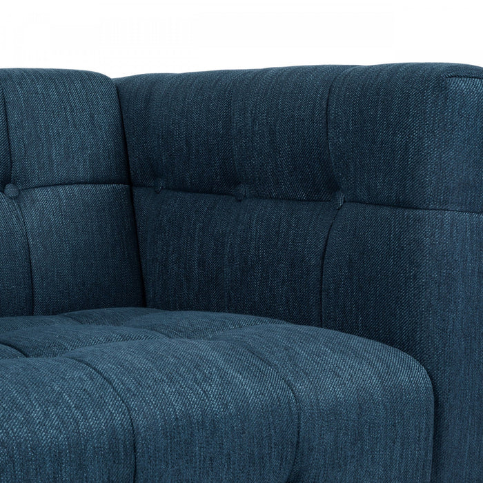 Dana 3-seater Tufted Fabric Sofa With Birch Wood Frame - Navy Blue 
