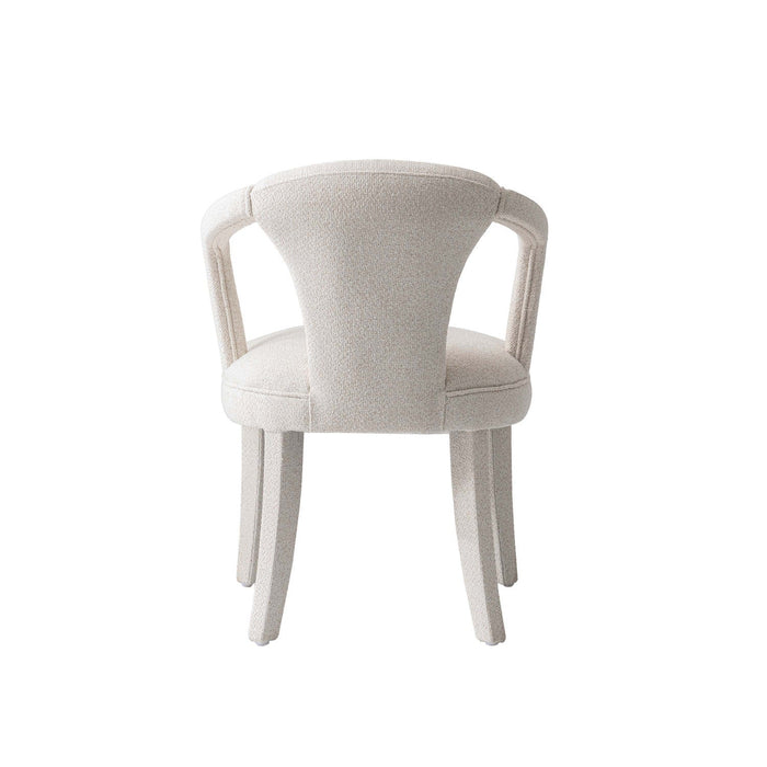 Palmer Mid-Century Modern Upholstered Tweed Armchair in Ivory Dining Chair 