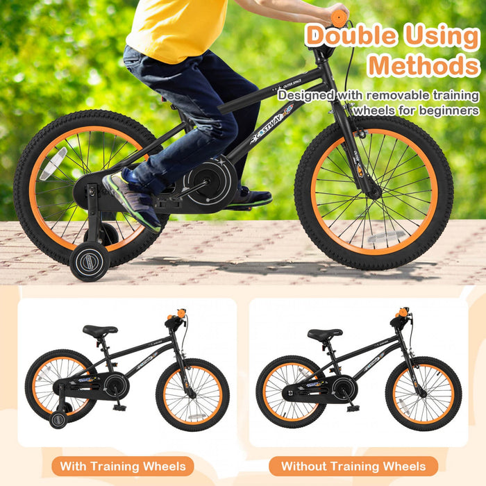 Costway 18-inch Kid's Bike For 4-8 Years Old With Adjustable Saddle & Anti-slip Handlebar Black