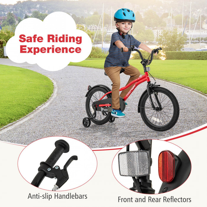 Costway 18" Kids Bike For 4-8 Years Old Boys & Girls With Adjustable Seat Handbrake Reflectors Red