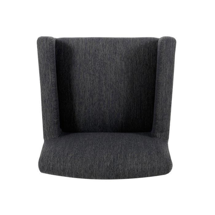 Lewis 26\" Seat Height Counter Stools Set Of 2 With Upholstered Fabric And Solid Wood Legs - Charcoal 