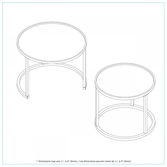 Opal Two Top Round Nested Tables - Glass Top 