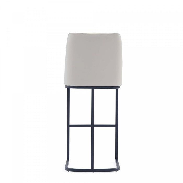 Serena Modern Metal Upholstered Barstool in Light Gray Bar Stool 