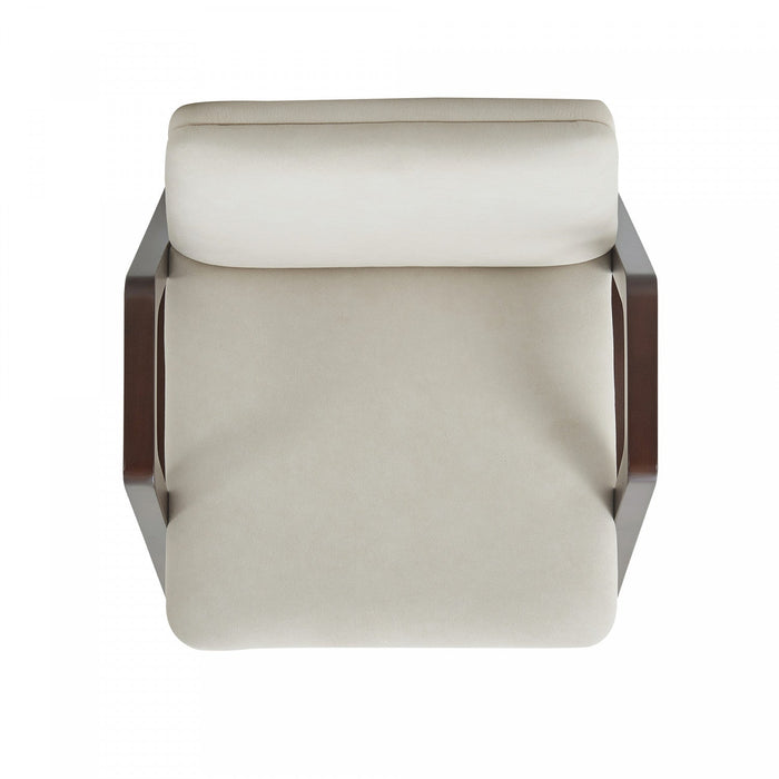 Stella Modern Wood Velvet Armchair in Cream 
