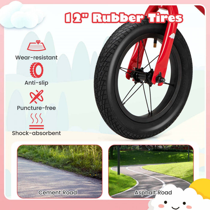 Costway 12 Inch Toddler Balance Bike No Pedal Training Bicycle With Inflatable Rubber Tires Red