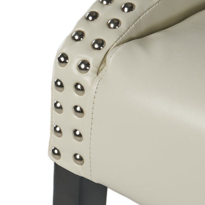 Deborah Armrests Barstool With Quilted Bonded Leather - Ivory 