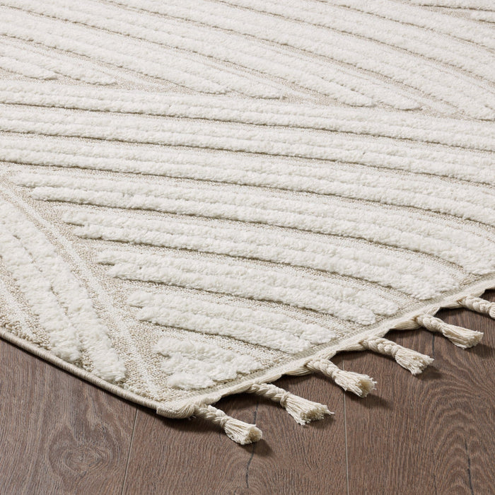 Quinto Brushed Beige Waves Shag Area Rug - 2'7\" x 8'