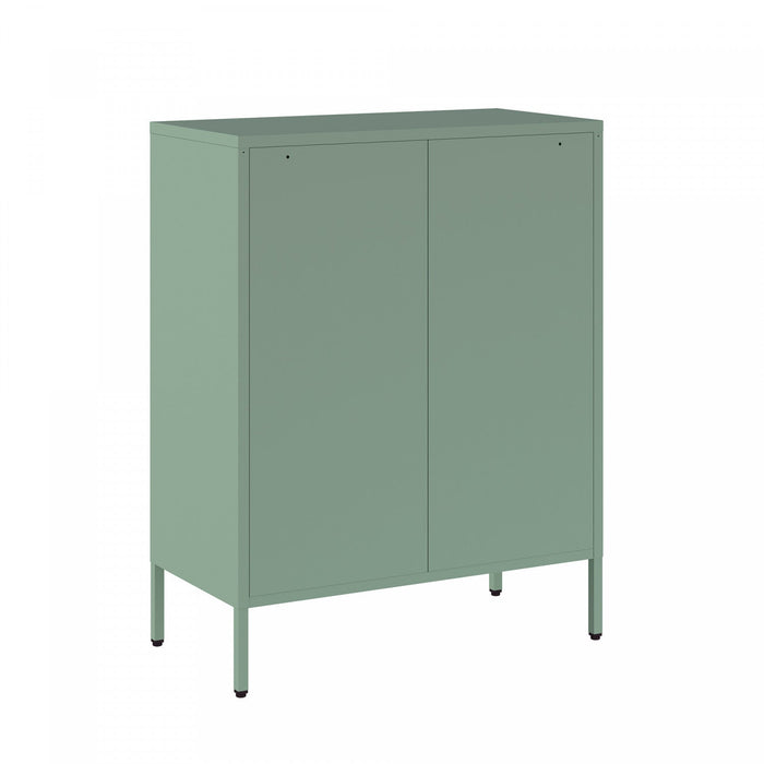 Naomi Modern 32\" Metal Accent Cabinet in Sage Green Armoire 