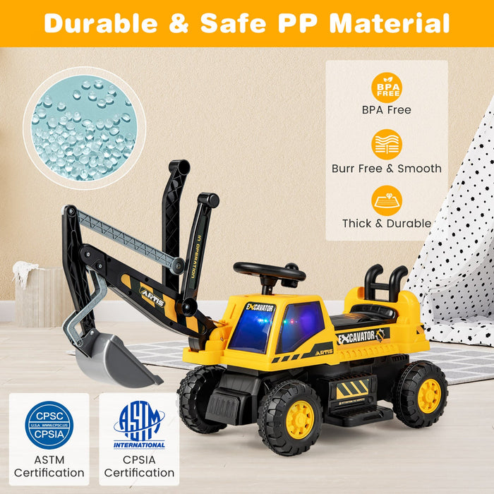 Costway Kids Ride On Excavator Digger Electric Construction Vehicles With Lights & Music