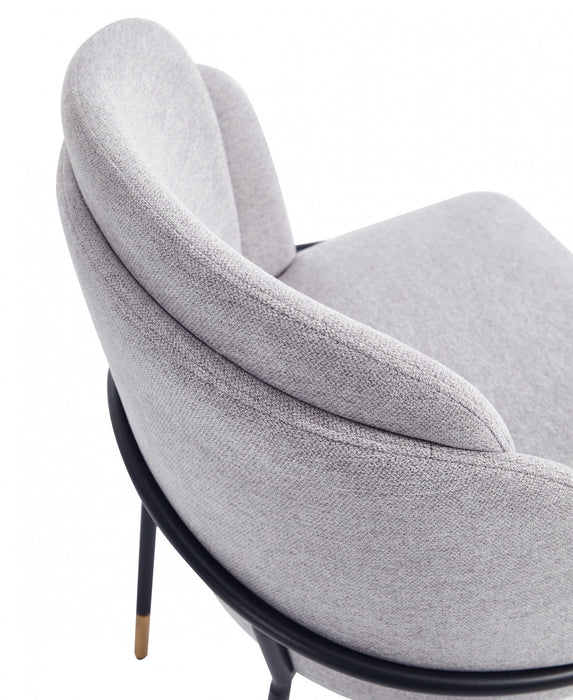 Flor Modern Metal Twill Weave Dining Chair in Gray - Set of 2 