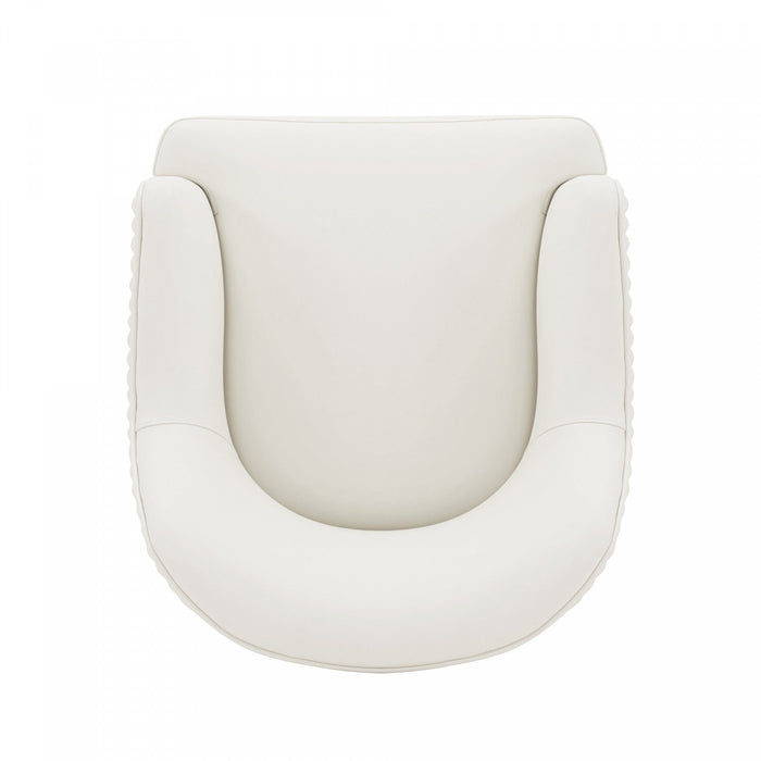 Raya Modern Wood Vegan Leather Dining Chair in Ivory - Set of 2 