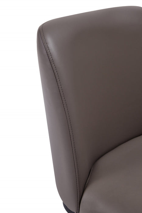 Serena Modern Metal Vegan Leather Dining Chair in Taupe - Set of 2 
