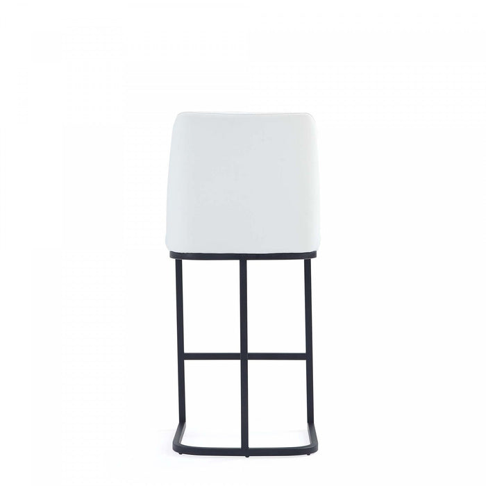 Serena Modern Metal Upholstered Counter Stool in White - Set of 3 Bar Stool 