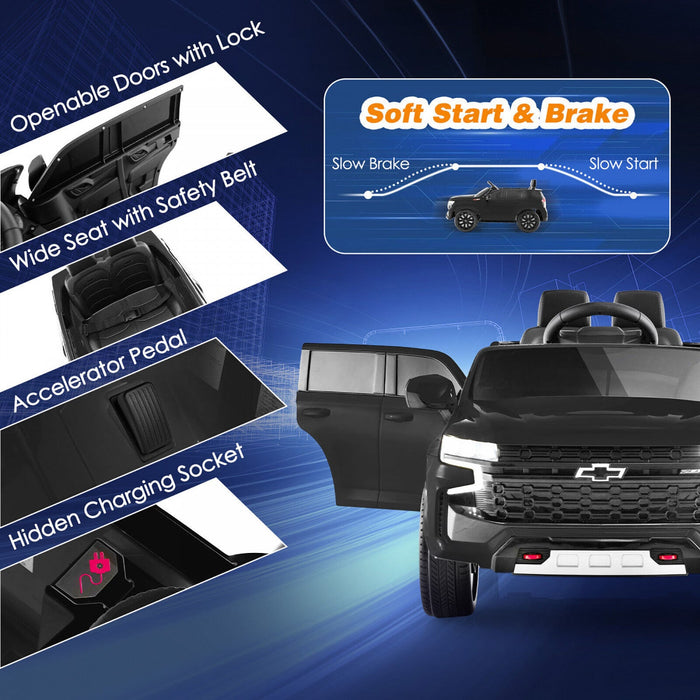 12v Kids Ride On Car Chevrolet Tahoe Electric Truck Suv Remote W/ Light & Music Black