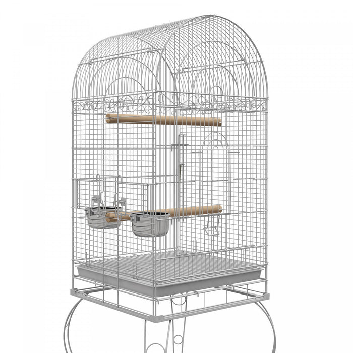 Pawhut 60\" Bird Cage Open Top For Finches, Canaries, Budgies, With Rolling Stand, Removable Tray, St