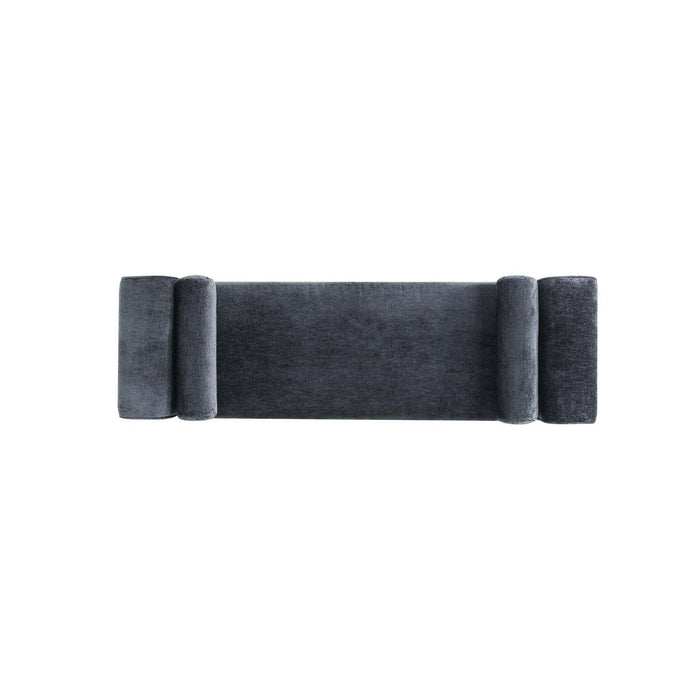 Concord Modern Glam Chenille Accent Bench in Black 