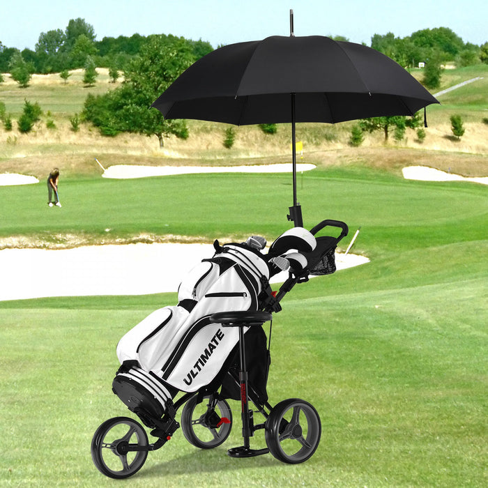 Goplus Folding 3 Wheels Golf Push Cart W/seat Scoreboard Adjustable Handle Grey