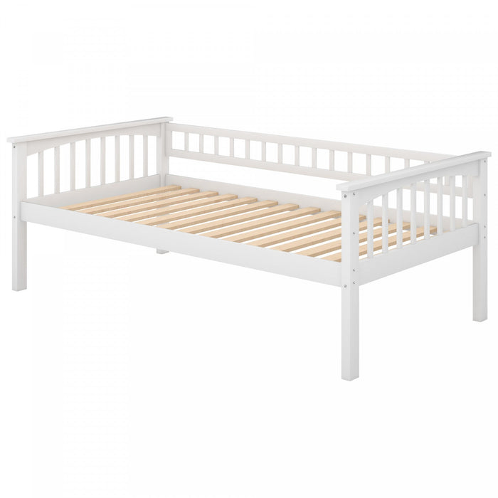 Elvis Solid Wood Convertible Bunk Bed With Drawers, Twin Size - White 