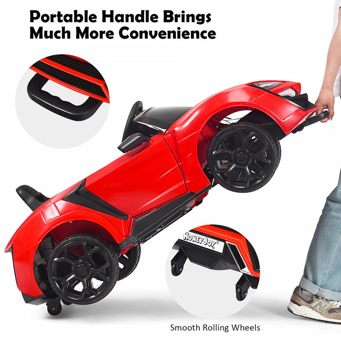Costway 12v Kids Ride On Car 2.4g Rc Electric Vehicle W/ Lights Mp3 Openable Doors Red