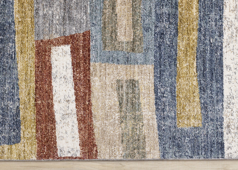 Macey Modern Grey Blue Red Sophisticated Area Rug - 7'10\" x 10'2\"