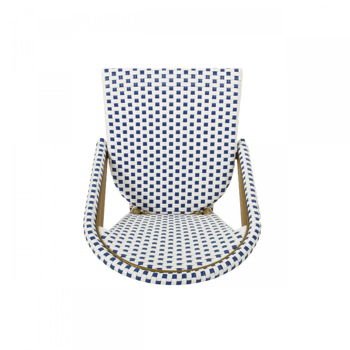 Julien Faux Ratten and Aluminum French Bistro Chairs, Set of 2 - Blue and White 