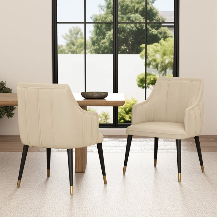 Eda Modern Wood Armchair in Cream Dining Chair 