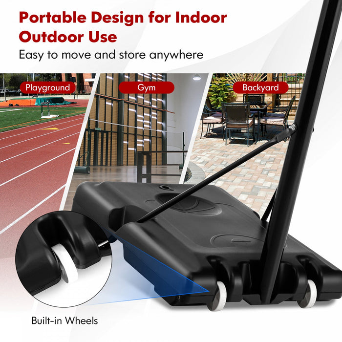 Costway 4.25-10ft Portable Adjustable Basketball Hoop System With 44" Backboard 2 Nets