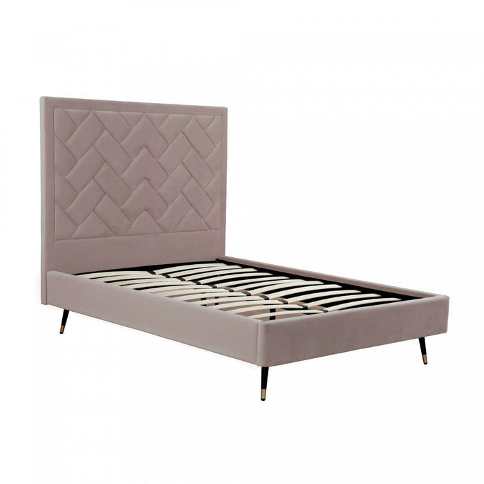Crosby Modern Upholstered Velvet Full Bed in Blush 