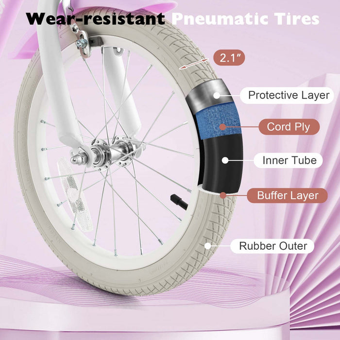 Costway 16" Kids Bike Toddler Adjustable Bicycle With Training Wheel For 4-7 Years Old Girl