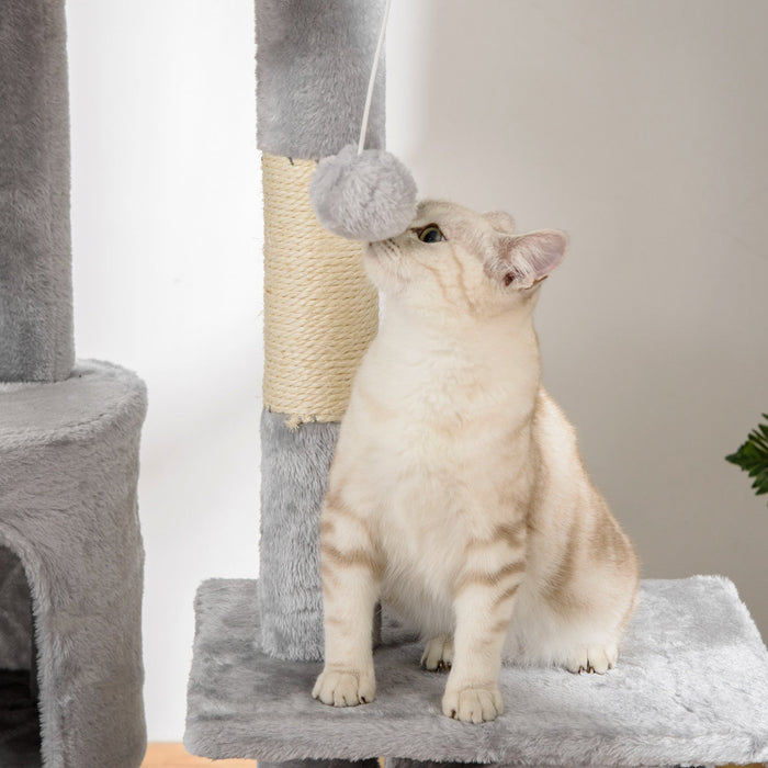 Pawhut 94\"-102\" Huge Cat Tree Ceiling High Cat Condo Scratching Post Activity Center Multi-level Pla