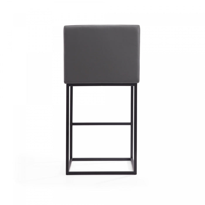 Ambassador Mid-Century Modern Metal Upholstered Barstool in Gray - Set of 3 Bar Stool 