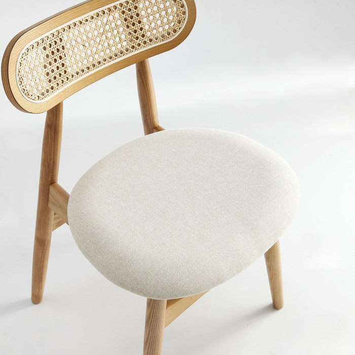 Colbert Industry Chic Cane Back Wood Upholstered Dining Chair in Natural - Set of 4 