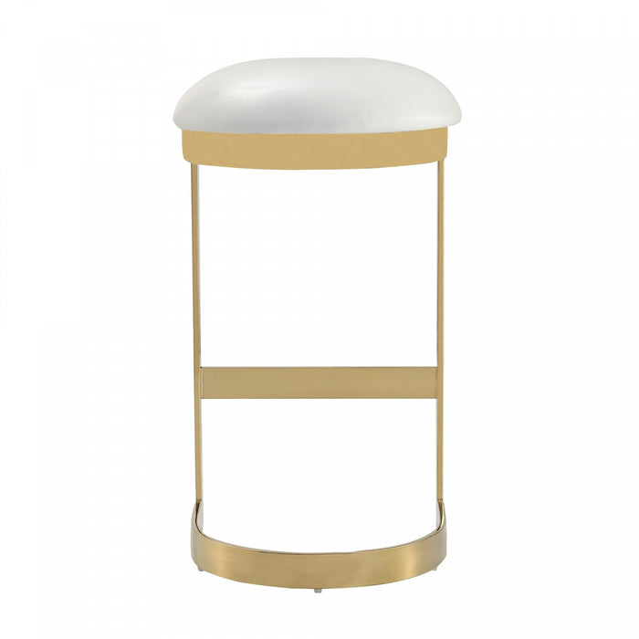 Aura Modern Metal Upholstered Barstool in White - Set of 2 Bar Stool 