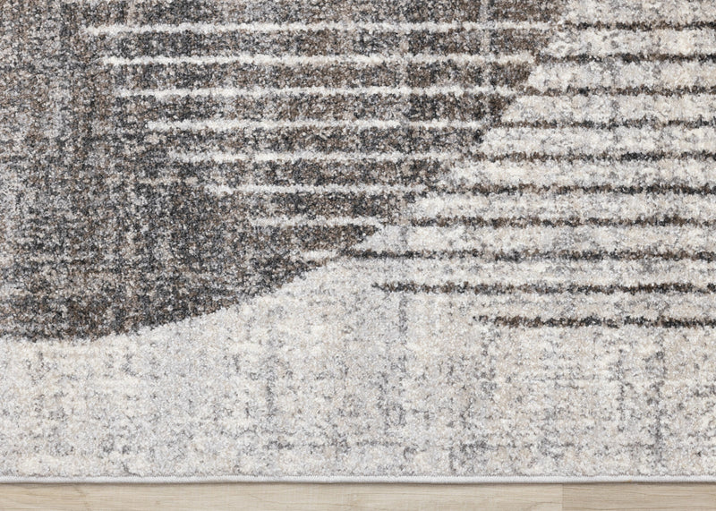 Solace Soft Low-Pile Grey White Merging Circles Area Rug - 7'10\" x 10'6\"
