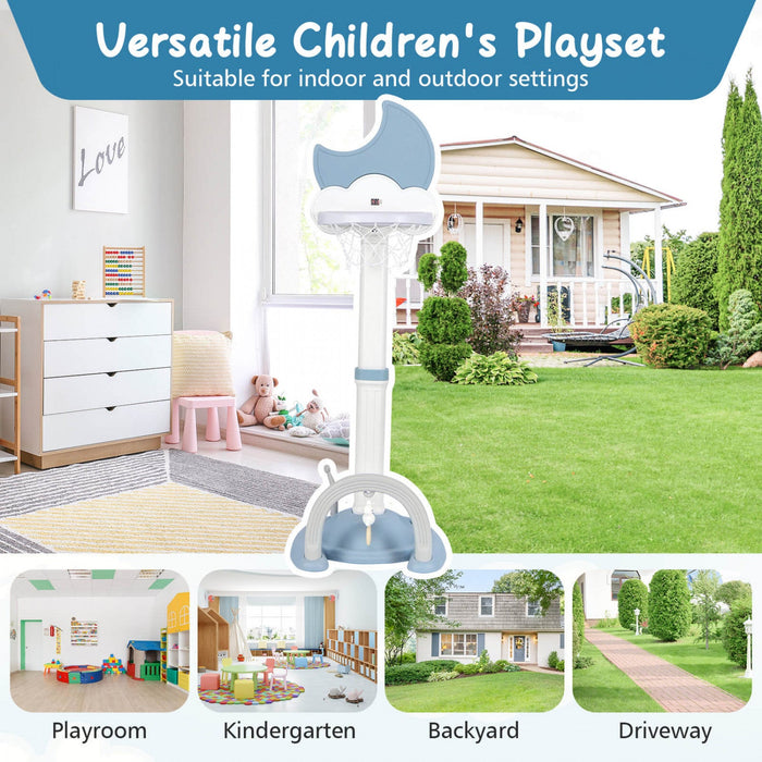 Costway 4-in-1 Toddlers Basketball Hoop With Basketball Soccer Golf And Ring Toss Game