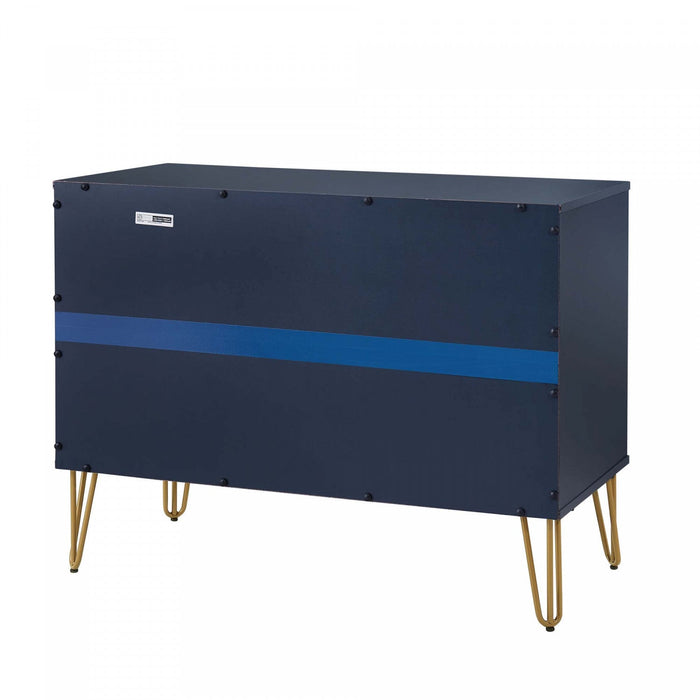 Dumbo Modern 35\" Fluted Dresser in Midnight Blue (3-Drawer) 