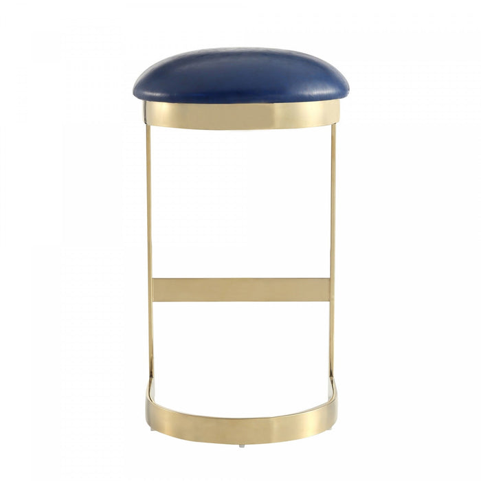 Aura Modern Metal Upholstered Barstool in Blue - Set of 3 Bar Stool 