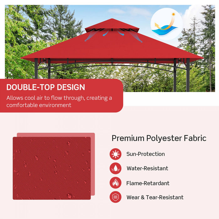 8' X 5' Bbq Grill Gazebo 2-tier Barbecue Canopy Vented Top Shelves Shelter Wine