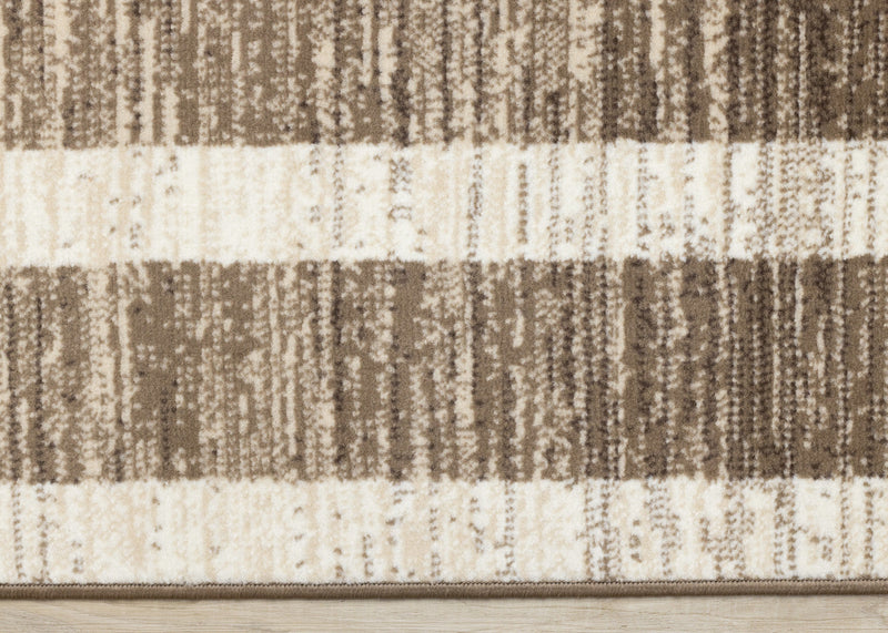 Forte Brown Beige Cream Abstract Geometric Design Area Rug - 5'3\" x 7'5\"
