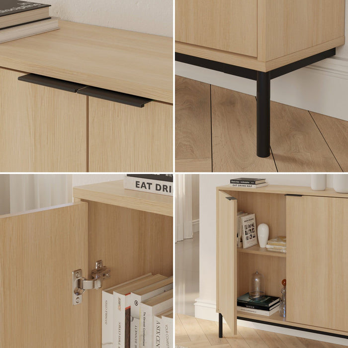 Nordika Slim 2-Door Storage Console Accent Cabinet - Natural Blonde Oak 