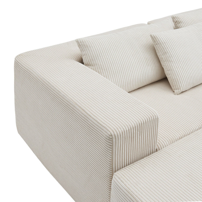 Paula Free Combination Compressed Sectional Sofas With Corduroy Fabric, pillow Back - Beige 