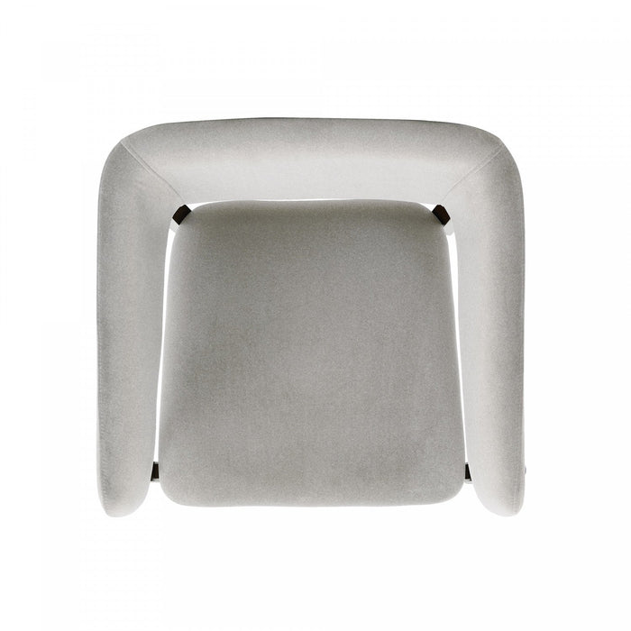 Blake Modern Wood Faux Mohair Armchair in Greige 