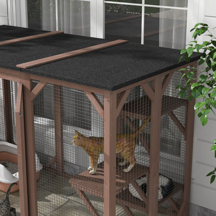 Pawhut Cat Cage Indoor Catio Outdoor Cat Enclosure Pet House Small Animal Hutch For Rabbit, Kitten, 