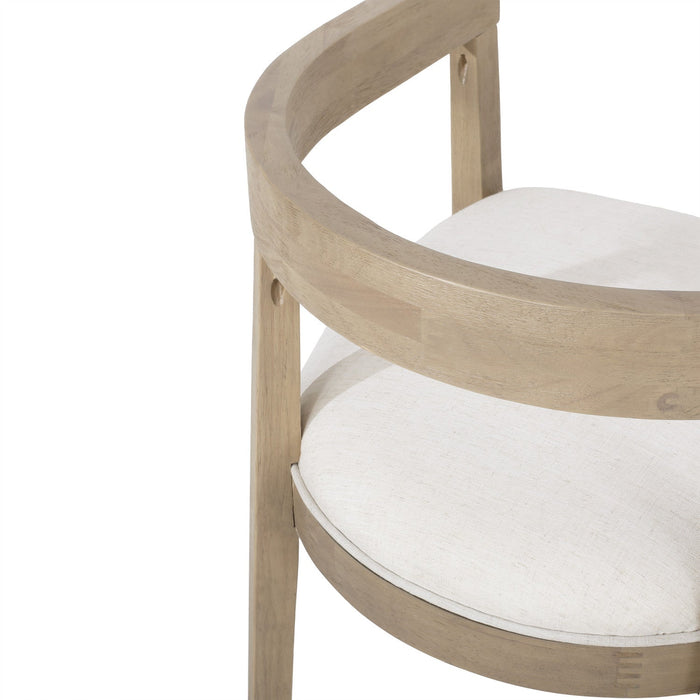 Tina Dining Arm Chairs Set Of 2 With Upholstery Fabric,open Back Style - Beige 