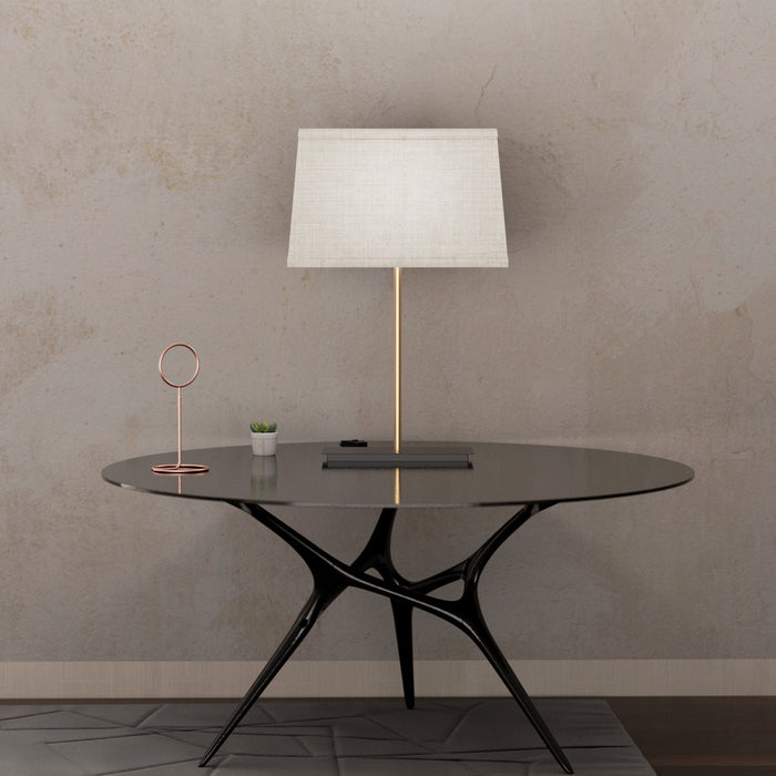 24\" Gold Classic Square Table Lamp with Textured Shade 