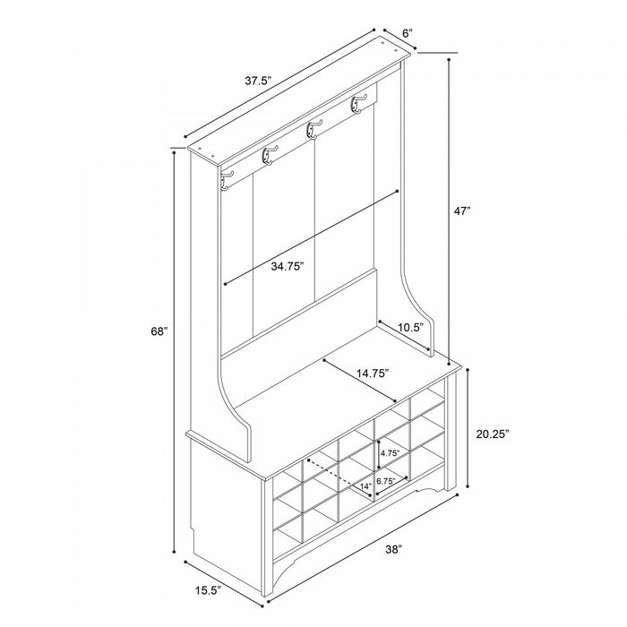 Hall Tree with Shoe Storage - Espresso