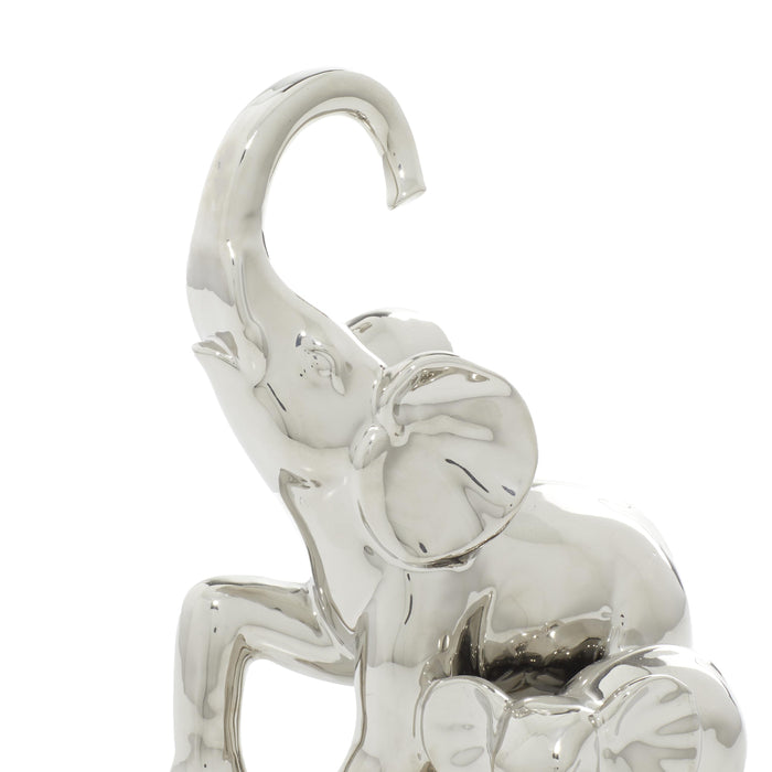 Ceramic 11\" Elephant with Baby