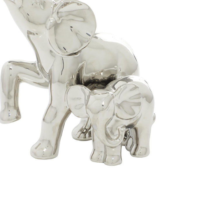 Ceramic 11\" Elephant with Baby