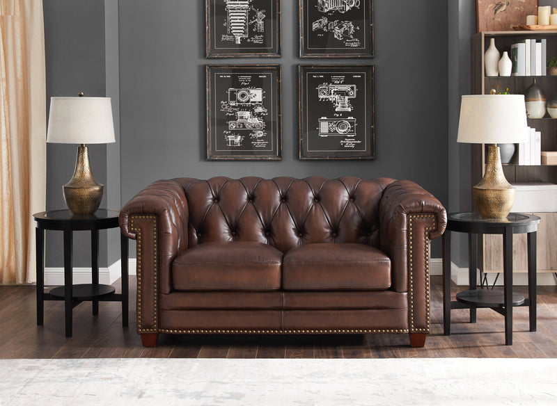 Hydeline Standwood Leather Loveseat - Brown
