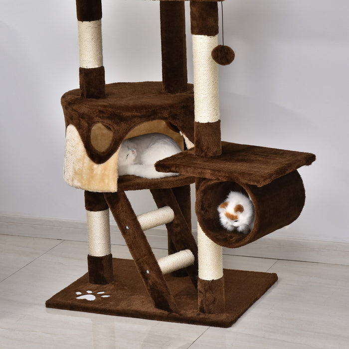 Pawhut 94\"-102\" Huge Cat Tree Ceiling High Cat Condo Scratching Post Activity Center Multi-level Pla